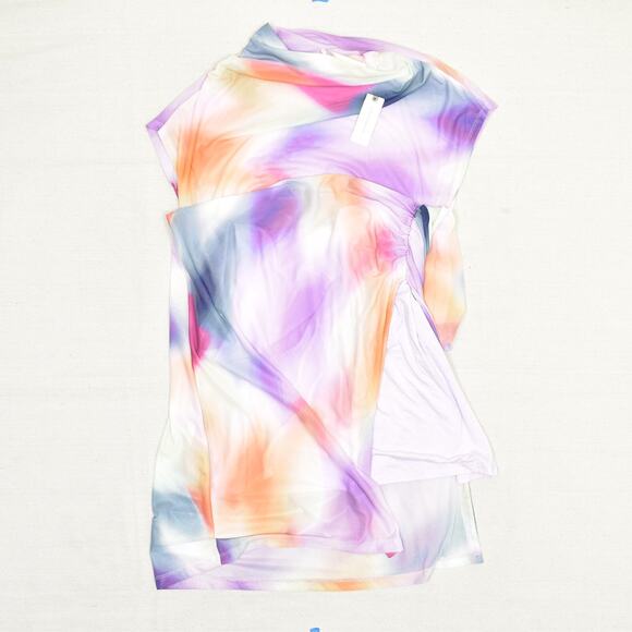 NEW Anthropologie Women's Wrap Dress Midi Abstract Polyester Multicolor Size L - Picture 2 of 8